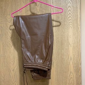 Drawstring pleather joggers